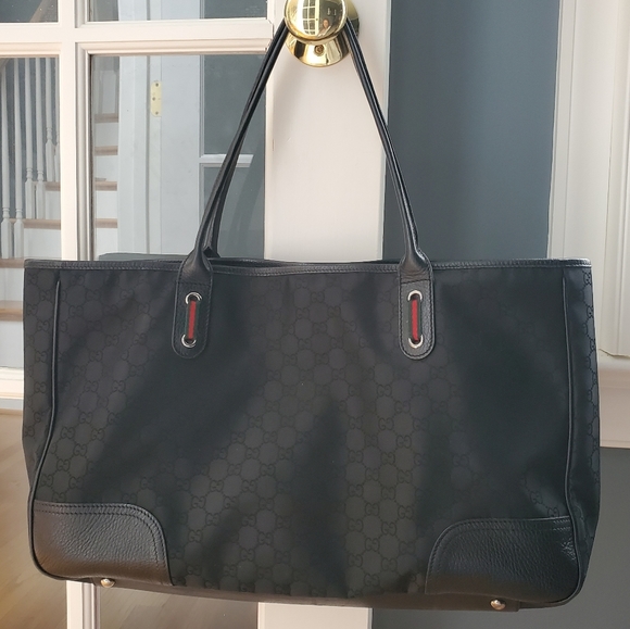 Gucci Handbags - Gucci Monogram Princy Web Canvas Tote Bag